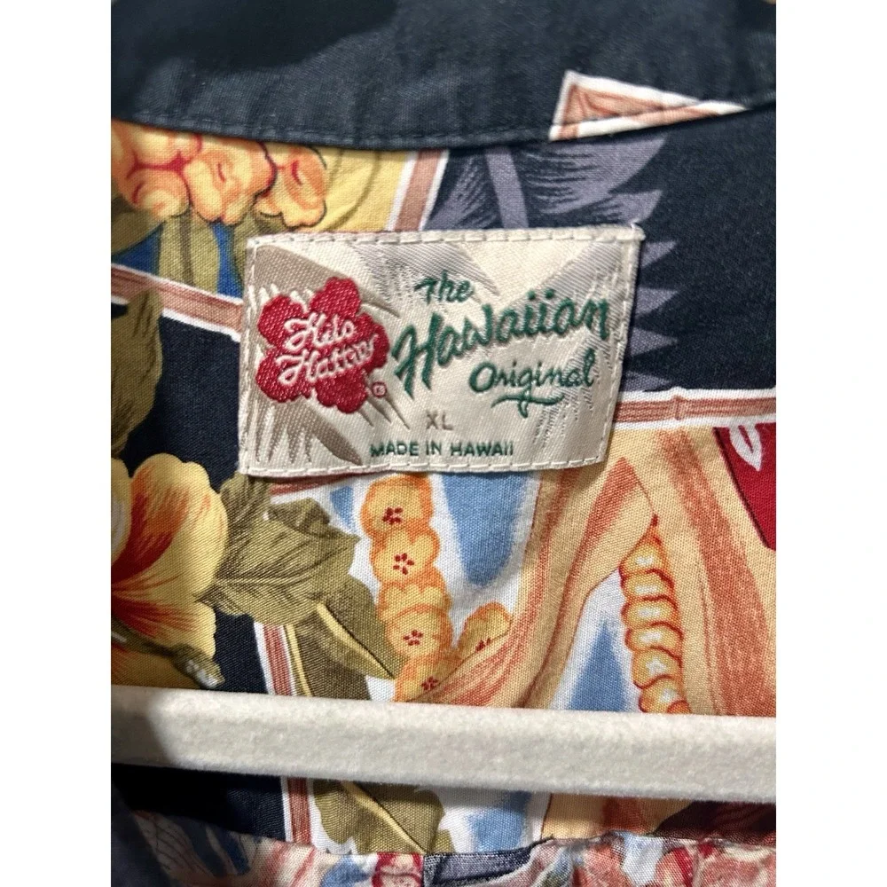 Hilo Hattie Vintage Hawaiian Shirt Coconut Button Tropical Luau Aloha ukulele XL